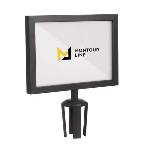 Stanchion Post Top Sign Frame 8.5x11" H BLK Steel, PLEASE WAIT HERE