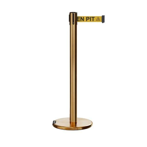 Retractable Belt Rolling Stanchion, 2.5ft Sat.Brass Post 11ft. Open