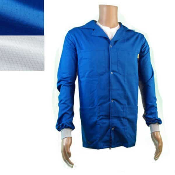ESD Jacket, Waist Length, Lapel Collar, Knit Cuff, 4X-Large, White