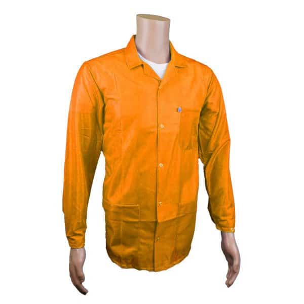 ESD Jacket, 3/4ths Length, Lapel Collar, Snap Cuff, X-Small, Orange