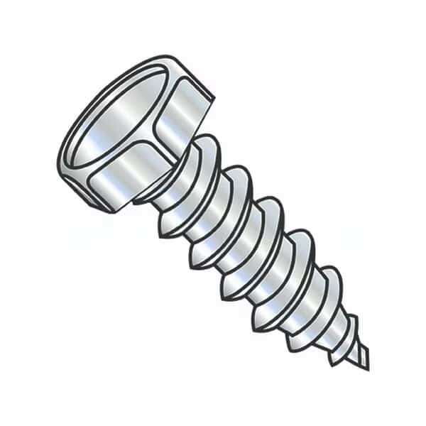 Self-Drilling Screw, #12-11 x 3/4", Zinc Plated Steel Flange Hex Head External Hex Drive