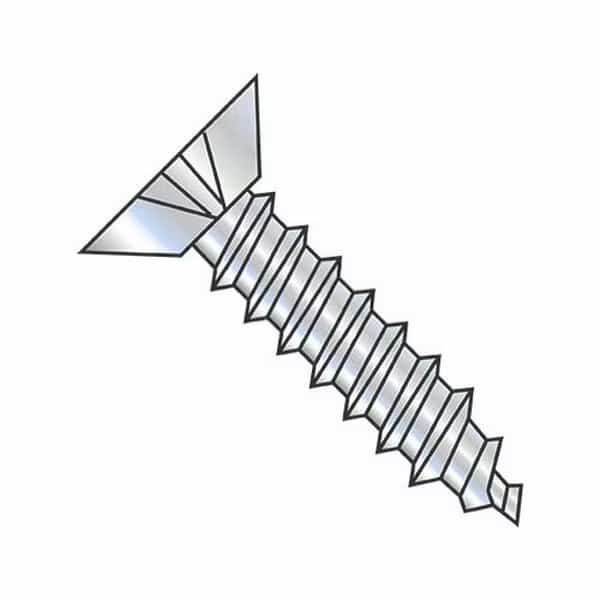 Self-Drilling Screw, #12-11 x 1-1/2", Zinc Plated Steel Flat Head Phillips Drive