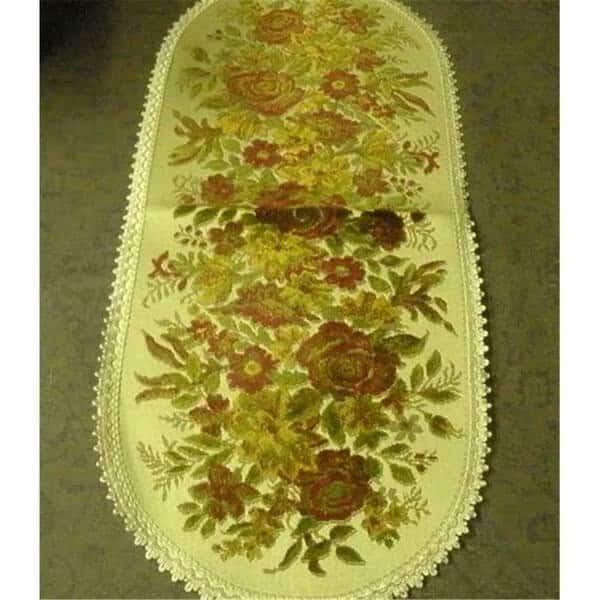14 x 46 in. Begium Table Runner Baroque- Red
