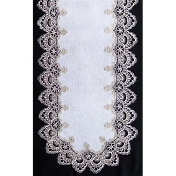 Sinobrite H8139-F2 Gold Lace Oval Runner; 14 x 28 in.