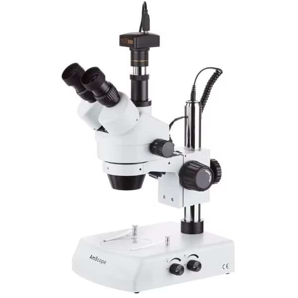 3.5X-45X Trinocular Stereo Zoom Microscope With Dual Halogen Lights With 5MP Camera