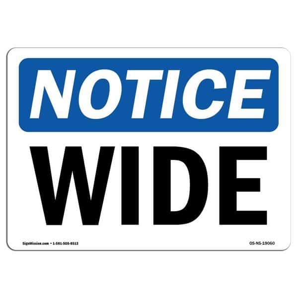 Safety Sign, OSHA Notice, 12" Height, Wide Sign, Landscape