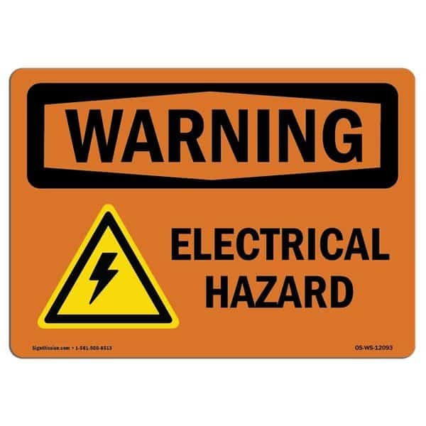 Safety Sign, OSHA WARNING, 5" Height, 7" Width, Electrical Hazard, Landscape, D-57-L-12093