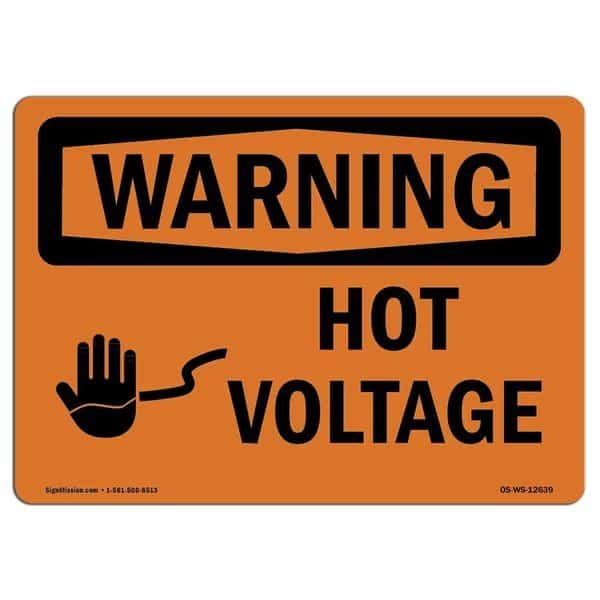 Safety Sign, OSHA WARNING, 10" Height, 14" Width, High Voltage, Landscape, D-1014-L-12639