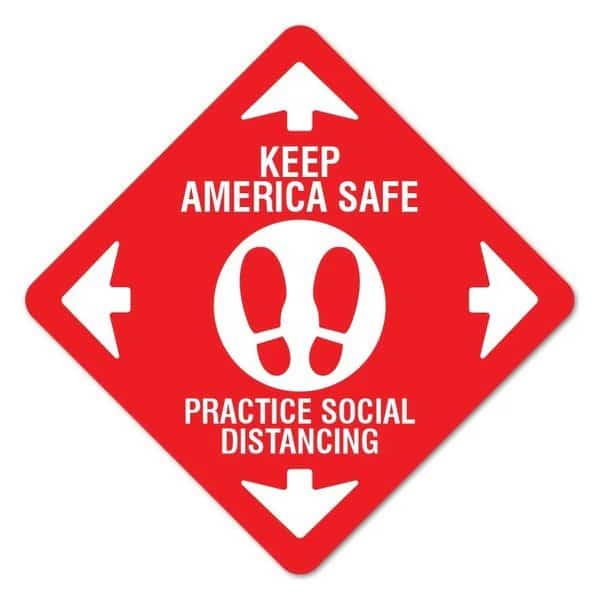 Keep America Safe Non-Slip Floor Graphic, 11in Vinyl Decal, 6PK, 11 in L, 11 in H, FD-X-11-6PK-99986