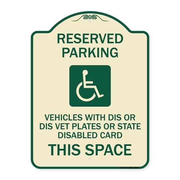 Reserved Parking Vehicles or Dis Vet Plates or State Disabled Card This Space, TG-1824-22999