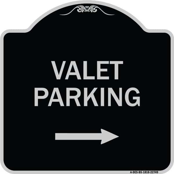 Valet Parking with Right Arrow Heavy-Gauge Aluminum Architectural Sign, 18" x 18", BS-1818-22749