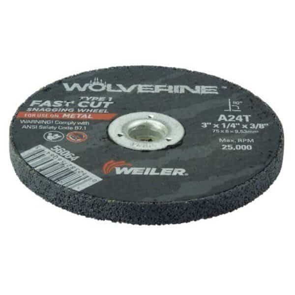 Type 1, 3.0000 Inches Dia, 1/4 IN Thick, AO, 24 Grit