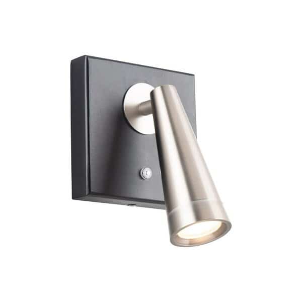 Arne 7in LED Adjustable Wall Light 3000K in Black with Brushed Nickel