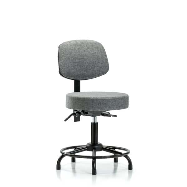 Desk Stool, Fab, Bk, RT, Tilt, Glides, Gry