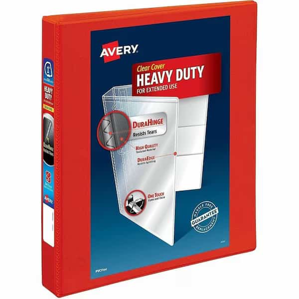 reg HeavyDuty View 3 Ring Binder, 1 One Touch EZD Rings, Red, Red, 12PK
