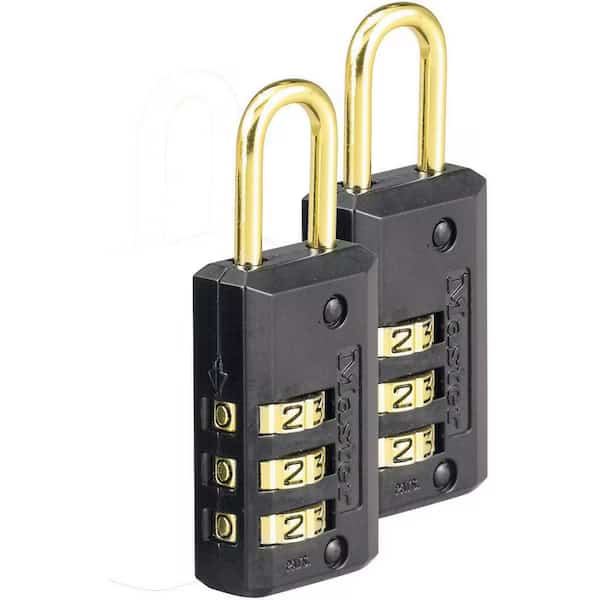 Luggage/Briefcase Padlock, Brass, Side, PK2