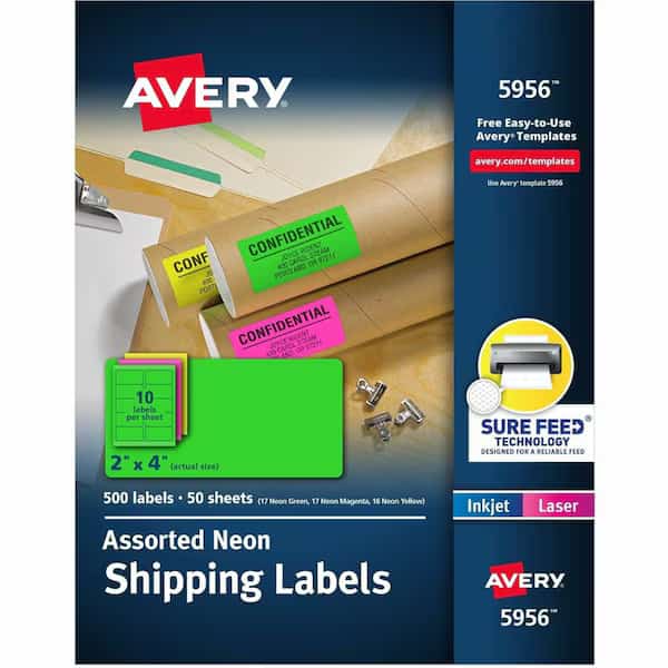 LABEL, SH, 2X4,500, NEON, AST