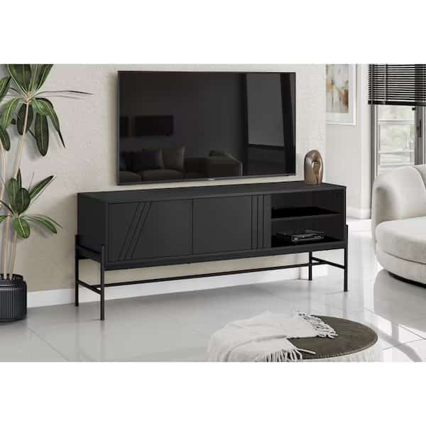 Tv Stand, 60 Inch, Console, Storage Cabinet, Living Room, Bedroom, Black Laminate